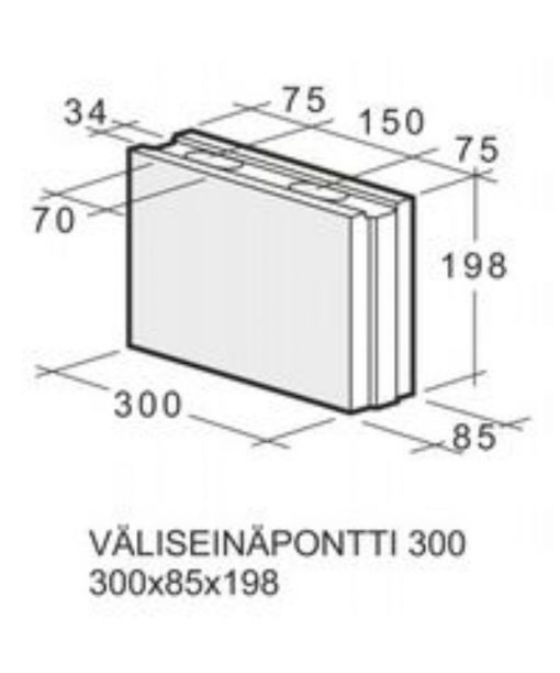 VÄLISEINÄPONTTI KAHI 300X85X198MM REI'ITETTY