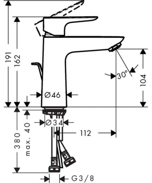 HANSGROHE PESUALLASHANA TALIS E110 MUSTA - Image 2