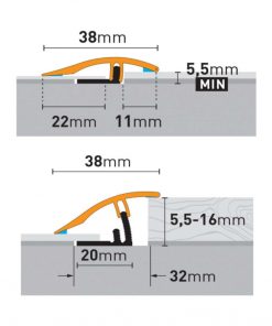 ERITASOLISTA 2-OSAINEN 38MM/2700MM HARJATTU PLATINA